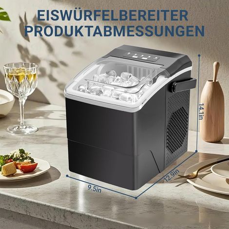 Eiswürfelmaschine Klein Ice Maker Leise GBLY- 2 Größen von Bullet Ice Cube Maker Eiswürfel maschine Mini 9 Würfel in 6 Minuten Fertig Eiswürfelbereiter mit Tragbarem Griff für Büro Camping & Party