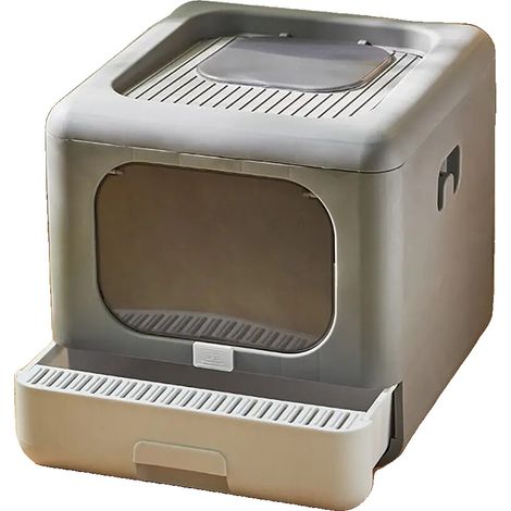 Bac à litière pour chat, Longueur 15,94 pouces, Largeur 16,93 pouces, Hauteur 14,76 pouces, Design semi-fermé, Facile à détacher et à nettoyer (1/5)