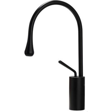 Robinet de salle de bain noir en laiton massif, mitigeur haut, robinet de lavabo de salle de bain à montage sur pont (1/4)