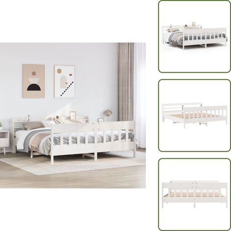 Massivholzbett ohne Matratze Weiß 180x200 cm Kiefernholz - Bettgestell - Bettgestelle - Bettrahmen - Bett (1/5)
