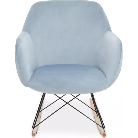 Interiors by Premier Small Blue Velvet Rocking Chair, Comfortable Velvet Desk Chair, Backrest Dining Armchair, Cozy Armchair (1/5)