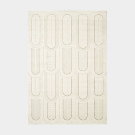 Tapis de salon courbe géométrique - Agosti - Écru et beige naturel - 120 x 170 cm (1/5)