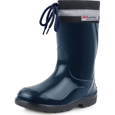 Ladeheid Bottes de Pluie Mixte Enfant Bottes en Caoutchouc Resistantes à l'eau pour Fille et Garçon Chaussures Imperméables LA-972 (Bleu Foncé/Noir, 34 EU)