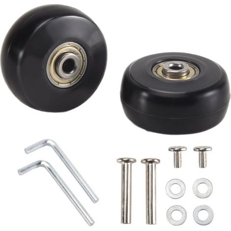 Set di 2 ruote di ricambio per valigie 50 x 24 mm, ruote girevoli in PU, cuscinetti a sfera in acciaio, kit di riparazione (1/5)