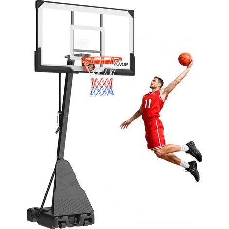 VEVOR tragbarer Basketballständer, 2,3-3,05 m höhenverstellbarer (manuell) Basketballkorb, Basketballanlage mit 139 cm PC-Rückwand, Basketballkorsystem Backboard-Set für Terrassen Schulen (1/5)