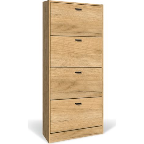 Scarpiera in Legno 4 Ante colore ROVERE NODATO Mobiletto 24 Paia 63x24x150H cm (CD102-RN) 4 Ante - 63x24x150H cm Rovere Nodato (1/5)