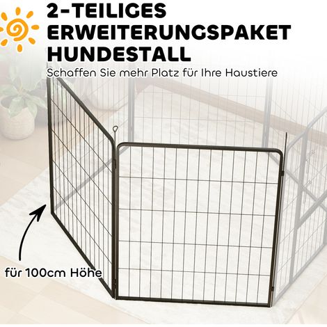 Lot de 2 panneaux de clôture pour chiot, extension d'enclos à chiens, barrière en acier gris pour espace de jeu pour animaux. (1/5)