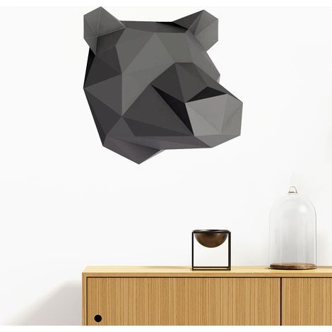 Sticker 3D origami ours noir de profil 50 x 50 cm (1/5)