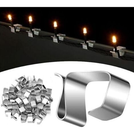 Pack of 50 gutter hooks for string lights – Manganese steel – 14x20 mm – Weatherproof (1/3)