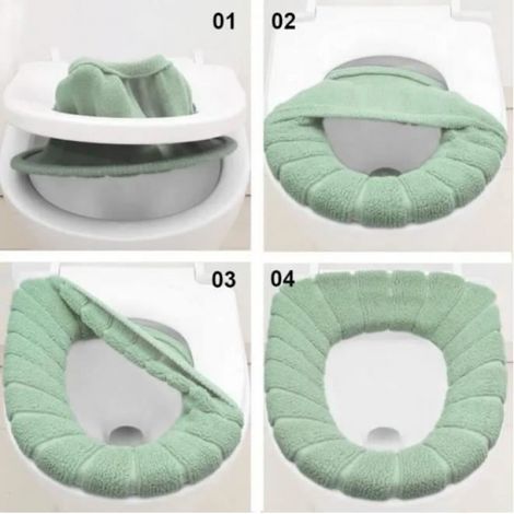 Housse De Siege De Toilette - Multicolore - Pour Abattant WC Standard - 3 Pièces (1/4)