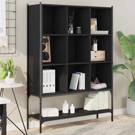 vidaXL Estantería de madera de ingeniería negra 102x30x141,5 cm (1/5)