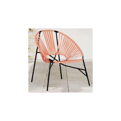 Chaise œuf de jardin noir et orange résine tressée (1/5)