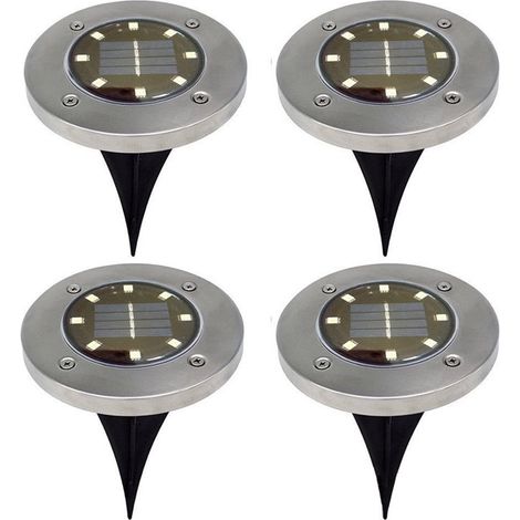 Lot de 4 disques solaires à LED spots de jardin à planter (1/5)