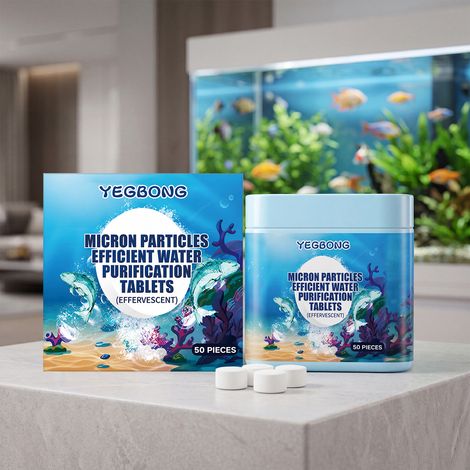 Pastilles purificatrices d'eau pour aquarium, pour l'entretien quotidien de l'eau de votre aquarium domestique, formule douce pour améliorer l'eau trouble -- 50 pièces (1/5)