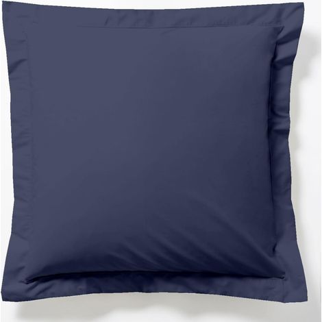 Taie d’Oreiller 65 x 65 cm - 100% Coton - Coloris : Bleu - Finition avec Volant Plat - Fibres Naturelles - Tissage serré - Certifié Oeko-Tex (1/5)