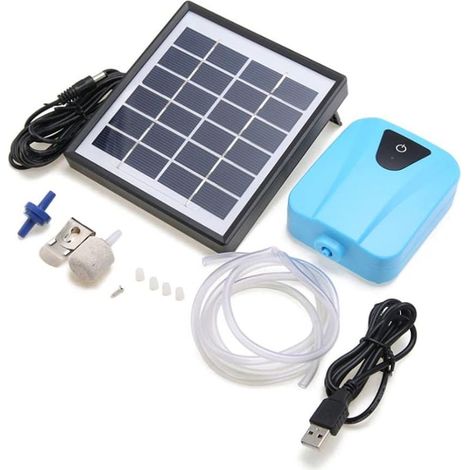 Aérateur solaire pour étang – Pompe à oxygène silencieuse – Débit ajustable – Pour aquariums et bassins de jardin – Matériau ABS – Couleur bleu (1/5)