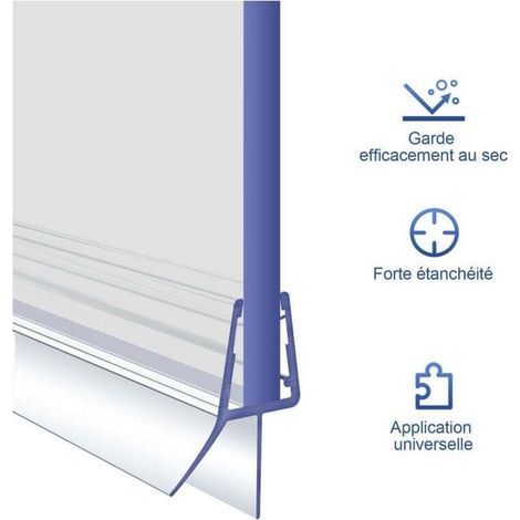 Joint de douche 100cm pour douche des scellées porte, Salle de douche joint d'étanchéité PVC ,Protection étanche, pour 4-6mm de verre (1/4)