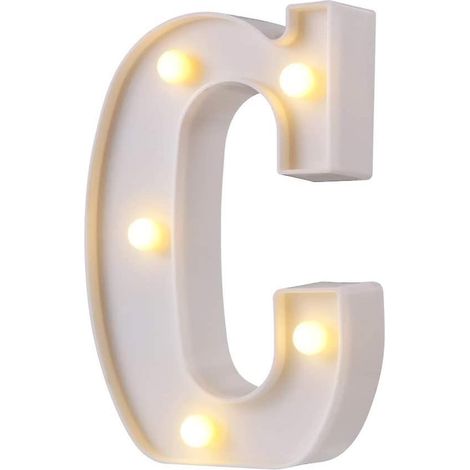 26 lettres lumineuses, idéales pour la décoration lumineuse de mariages, d'anniversaires et de maisons (blanc, C)