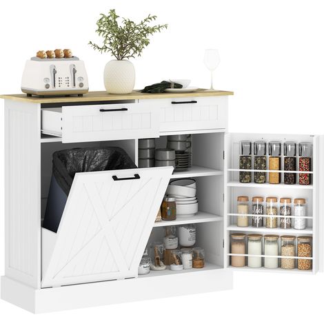 Buffet cuisine 38L rangement 2 tables étagère épices plan de travail blanc