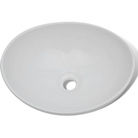 Keramik Waschbecken 40 x 33 cm Oval Weiß (1/5)