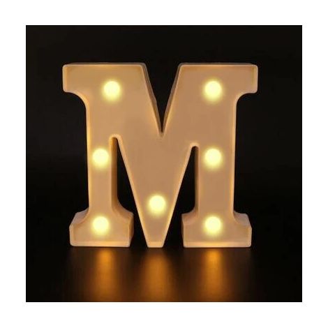 (M) Veilleuse LED en forme de lettres et de chiffres, 16 cm de lumière lumineuse pour les lettres (1/5)