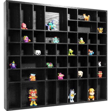 Vitrine Murale en Bois Noire 51 Compartiments - 52 x 46 x 5 cm (1/4)