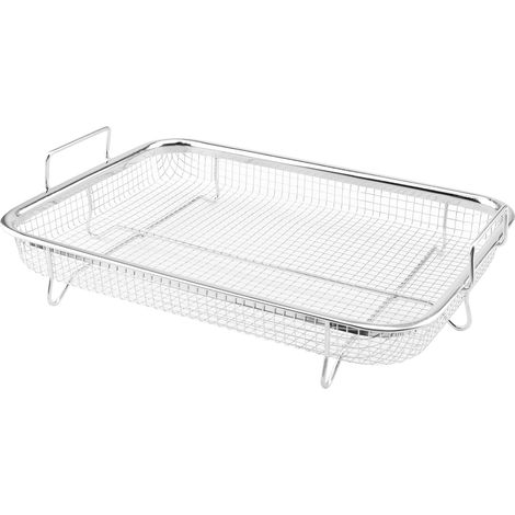 Grille de Barbecue en Acier Inoxydable, Panier Cuisson avec Poignée, 30 x 22 5 cm, pour Rôtir, Laver les Légumes et Fruits - (1/5)