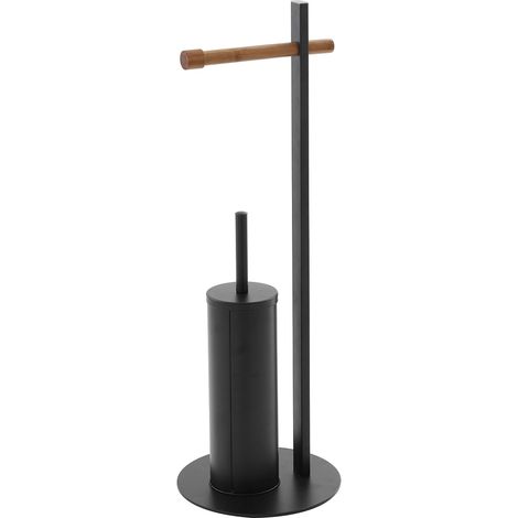 Feridras Piantana portarotolo + scopino bamboo/nero (1/4)