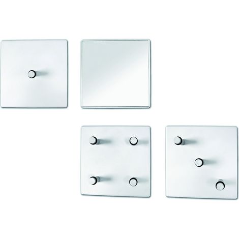 Lot de patères Blanc, métal, Miroir - Dim.: L 15 cm x H 15 cm x P 6 cm, Style: Modern