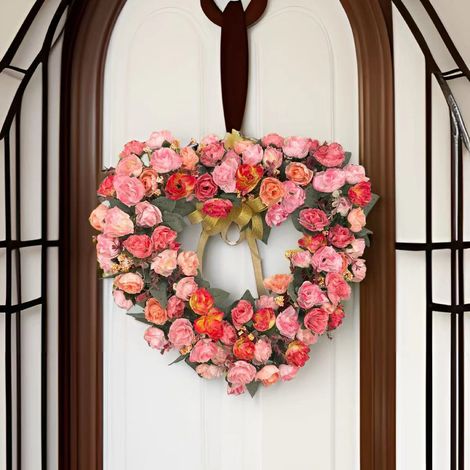 Decorazioni festive - Fiori artificiali - Ghirlande di fiori a forma di cuore - Ornamenti floreali da appendere - Decorazioni per la casa - Decorazioni per un