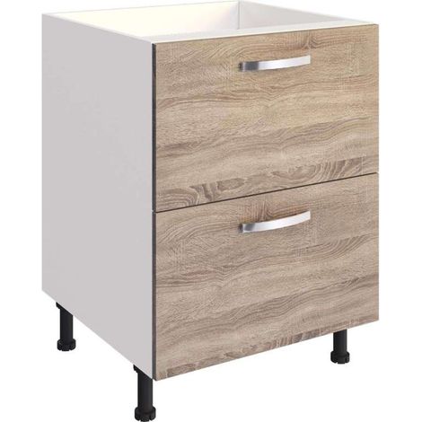 Mueble cocina con 2 gavetas en roble cortez. 85 cm (alto) 80 cm(ancho) 58 cm(fondo)