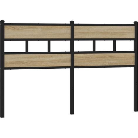 Testiera Testata del letto di Ricambio Rovere Sonoma 135 cm in Ferro e Truciolato (1/4)