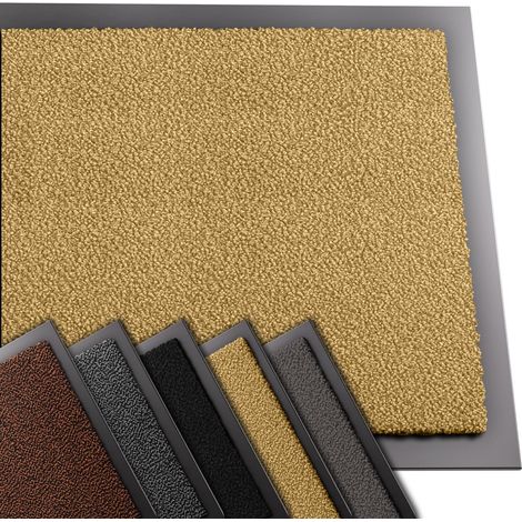 Tapis de Porte Paillasson d'Entree Interieur et Extérieur Tapis Antidérapant et Anti-Poussière Tapis d’entrée Imperméable Lavable 40x60cm Beige (1/5)