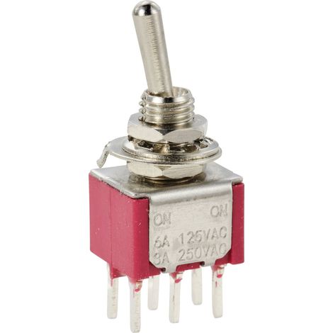 TRU COMPONENTS TC-11546996 Interrupteur à levier 125 V/AC, 250 V/AC 3 A 2 x On/On à accrochage 1 pc( (1/3)