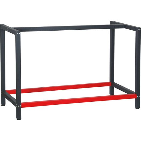 Pata para banco de trabajo 125 cm rojo antracita soporte de acero embalaje de oficina taller 160002508
