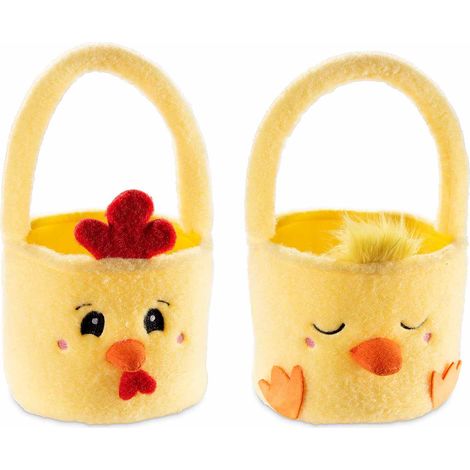 Borsette in panno con pulcino e gallinella con manico, set da 4 pezzi, Ø16cmx14H (con manico28)