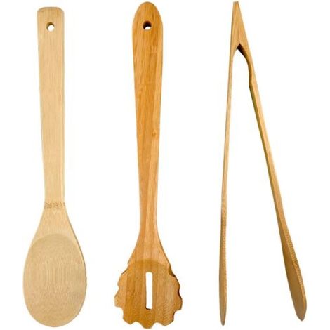 Set de 3 ustensiles de cuisine en bambou naturel