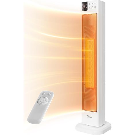 Chauffage Électrique Économique et Silencieux avec Télécommande, PTC 2000W Radiateur en Céramique avec Thermostat, Minuterie 24H, Mode ÉCO, pour Grandes Pièces, Oscillation à 75°, 76,5CM (1/5)