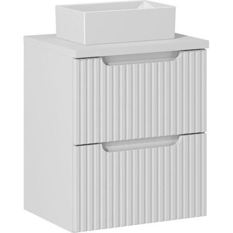 Ensemble Meuble Salle de Bain 2 tiroirs + Vasque + Plateau Blanc L 50 x P 40 x H 59,5 cm - Astral Blanc - Livraison gratuite