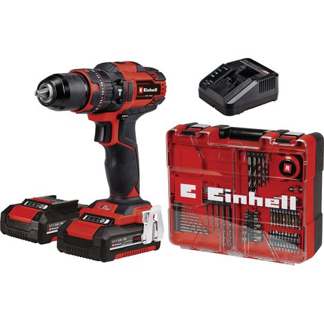 Einhell Perceuse Visseuse à percussion sans fil TE-CD 18/40 Li-i +64 (2x2,0 Ah) PXC (Li-Ion, 18V, Couple 40 Nm) Livré avec 2 Batteries 2,0Ah, Chargeur et 64 Accessoires (1/5)