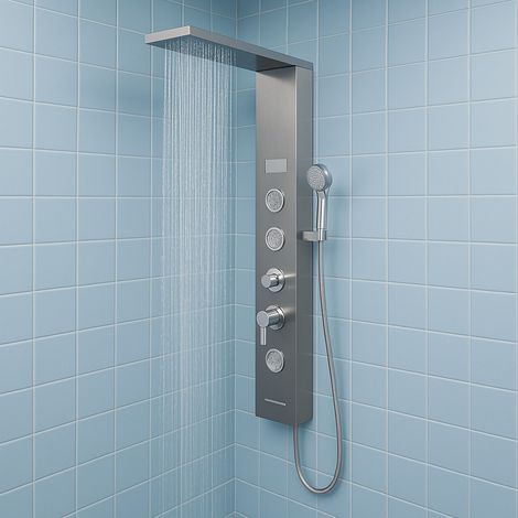 Colonna pannello doccia shine-1 cromo 4 funzioni luce display temperatura cromo (1/5)