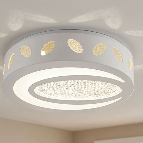 Deckenleuchte Kristall LED Deckenlampe Wohnzimmerleuchte weiß Schlafzimmerlampe, 21W 1250lm 4000K, DxH 40x11 cm (1/5)