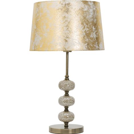 Sobremesa cuero tres bolas mosaico ámbar pantalla pan de oro 1xE27