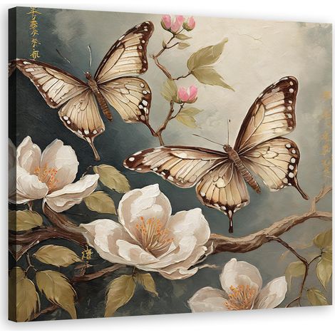 Tableau déco Papillon Nature Fleurs 40x40 (1/5)