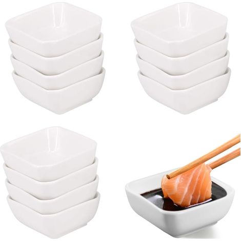 Bols à Sauce,12 Pcs Carrés Blanc Petite Coupelle Ramequin en Mélamine (1/5)