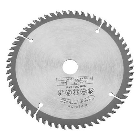 Lame de scie circulaire 165mm 60 dentsPour bois dur et métauxHardalloyDiamètre d'alésage 20mmCoupe nette et précise (1/5)