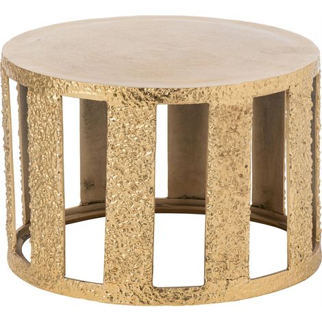 Table basse ronde en aluminium doré ligné - Doré (1/4)