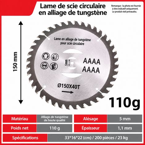 Lame de scie circulaire en alliage haute qualité 6 pouces 150 mm 5 mm 0.11 lame de tondeuse débroussailleuse alliage de zinc 15 × 15 × 0,1 cm 120 g – Livraison gratuite