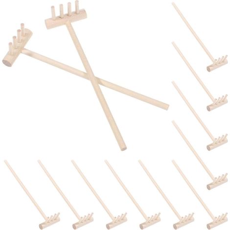 Râteaux de table à sable, mini râteaux de jardin en bambou, outils de décoration pour bac à sable, lot de 12 - Bon (1/2)
