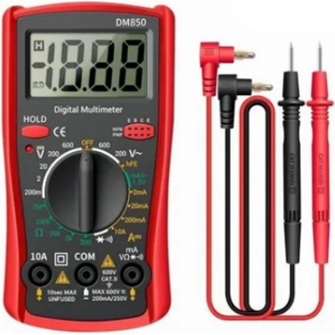 Hochpräzises, multifunktionales Digitalmultimeter, kleines tragbares Gerät für den Heimgebrauch, Voltmeter, rot, batterielos (1/5)
